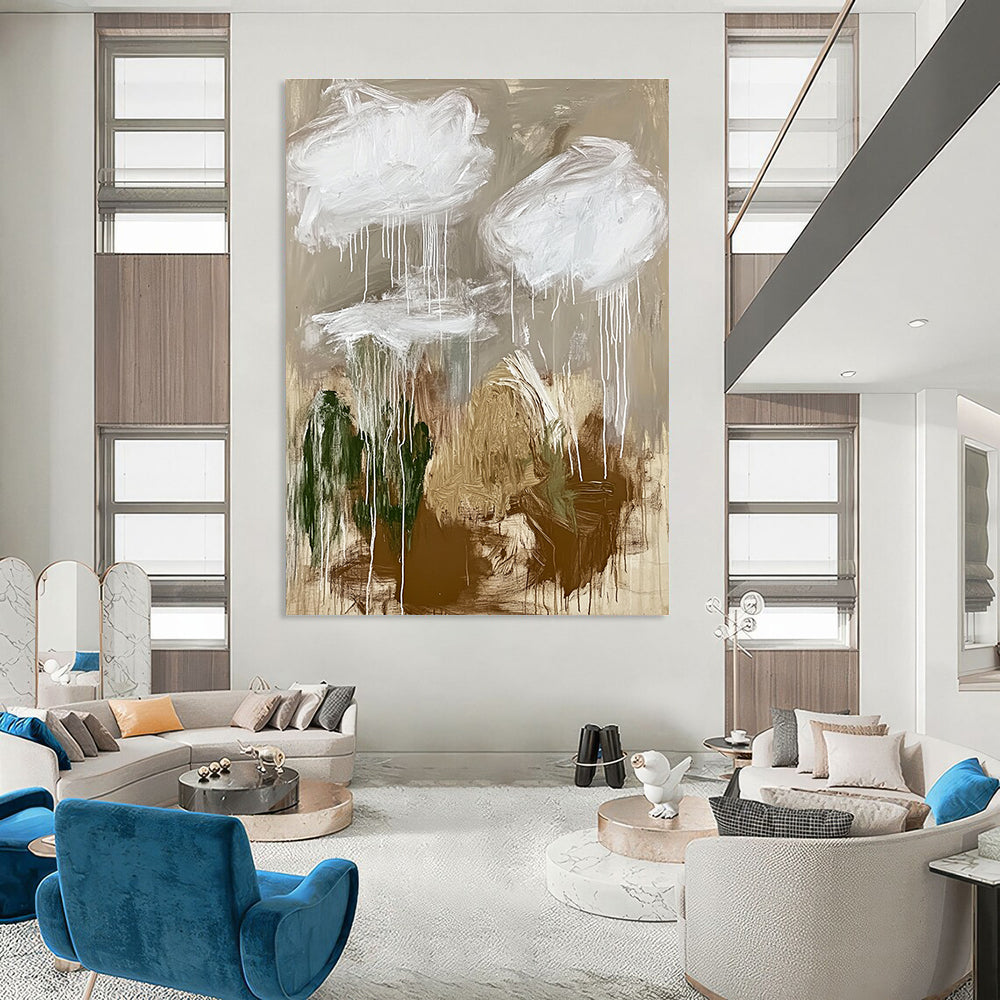 Dripping Cloud Abstract Painting for Bohemian - Style Living Rooms GAB0828