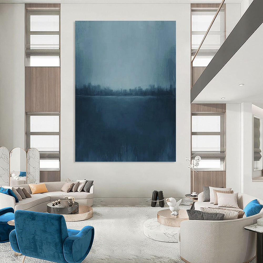 Blue Cityscape Abstract Painting for Urban - Inspired Lofts HENG498