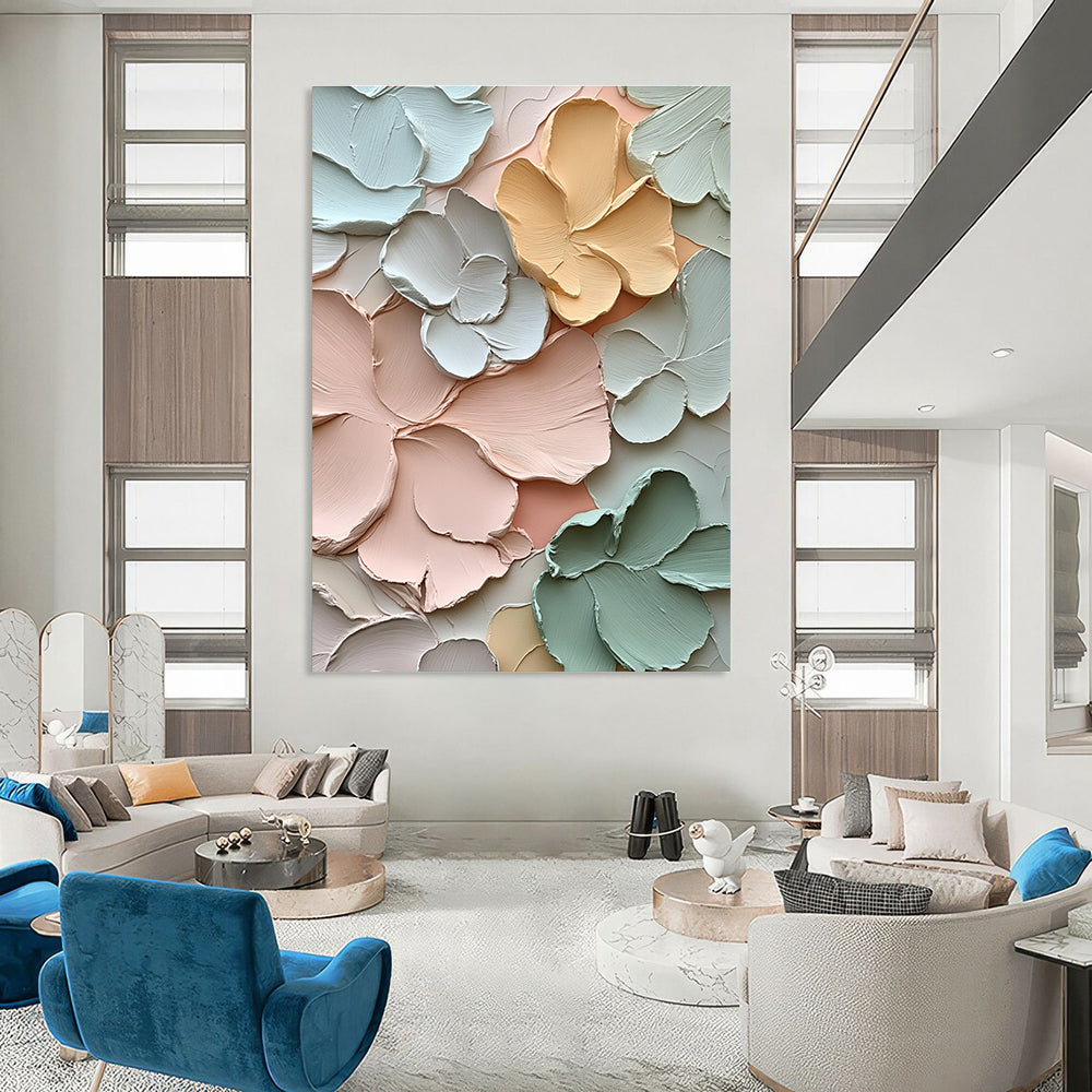 Pastel Flowers Abstract Painting with Smooth Textures GAB0006