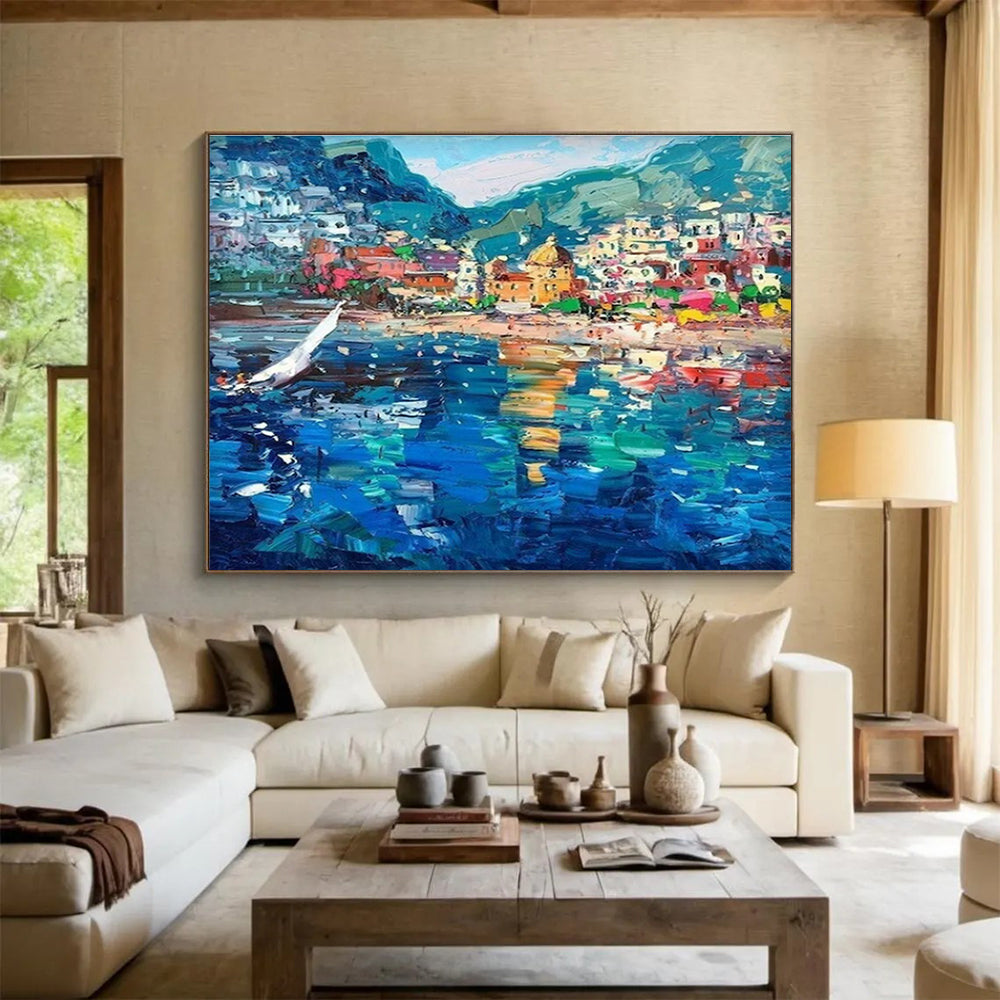 Colorful Coastal Abstract Painting for Nautical - Themed Bars YHT426