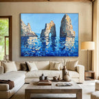 Sea Rocks Abstract Painting for Beachfront Home Studies YHT478