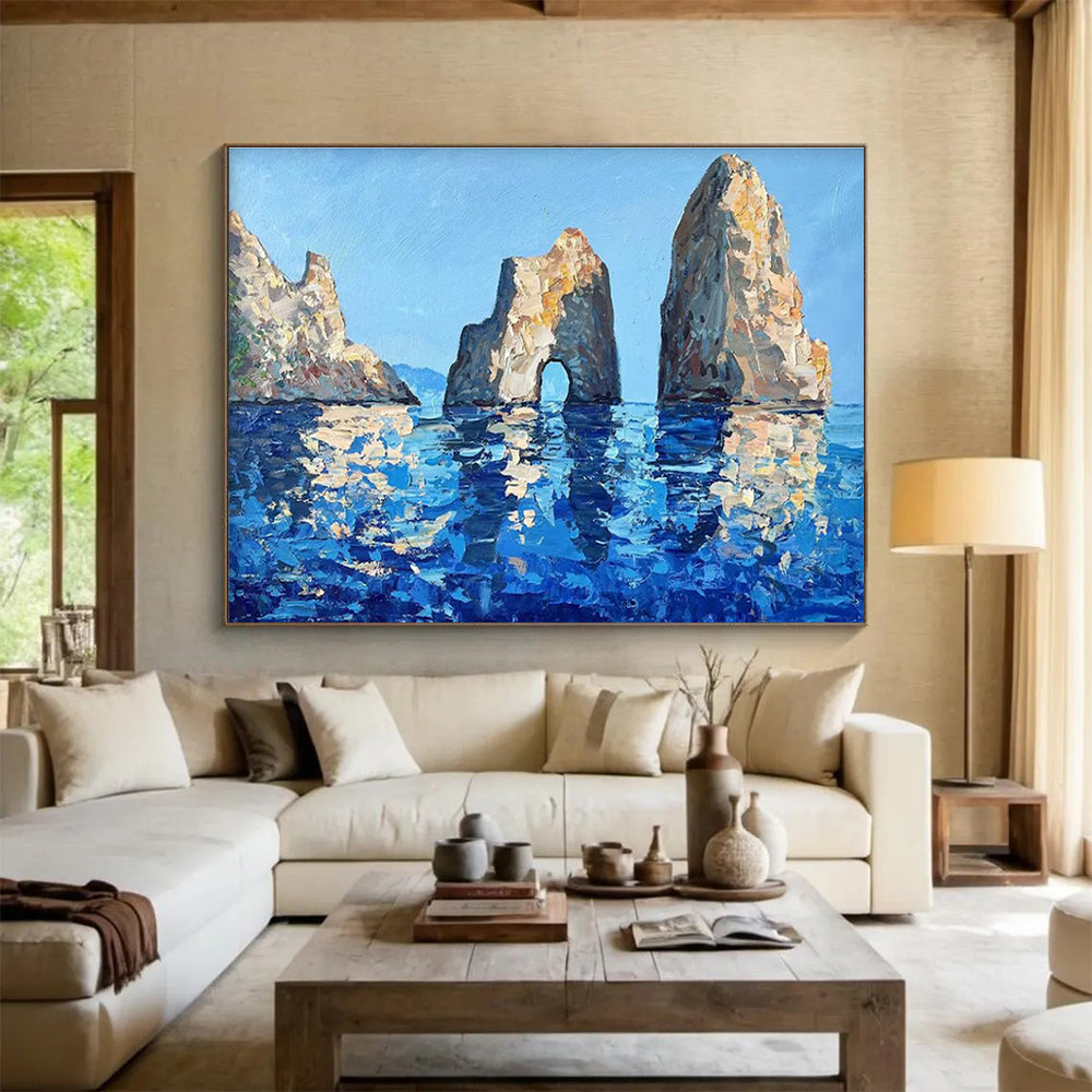 Sea Rocks Abstract Painting for Beachfront Home Studies YHT478