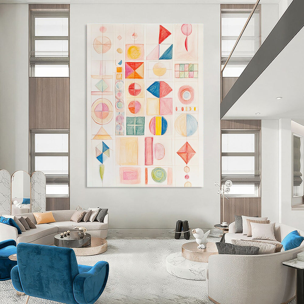 Colorful Geometric Grid Abstract Painting of Order and Color GAB0119