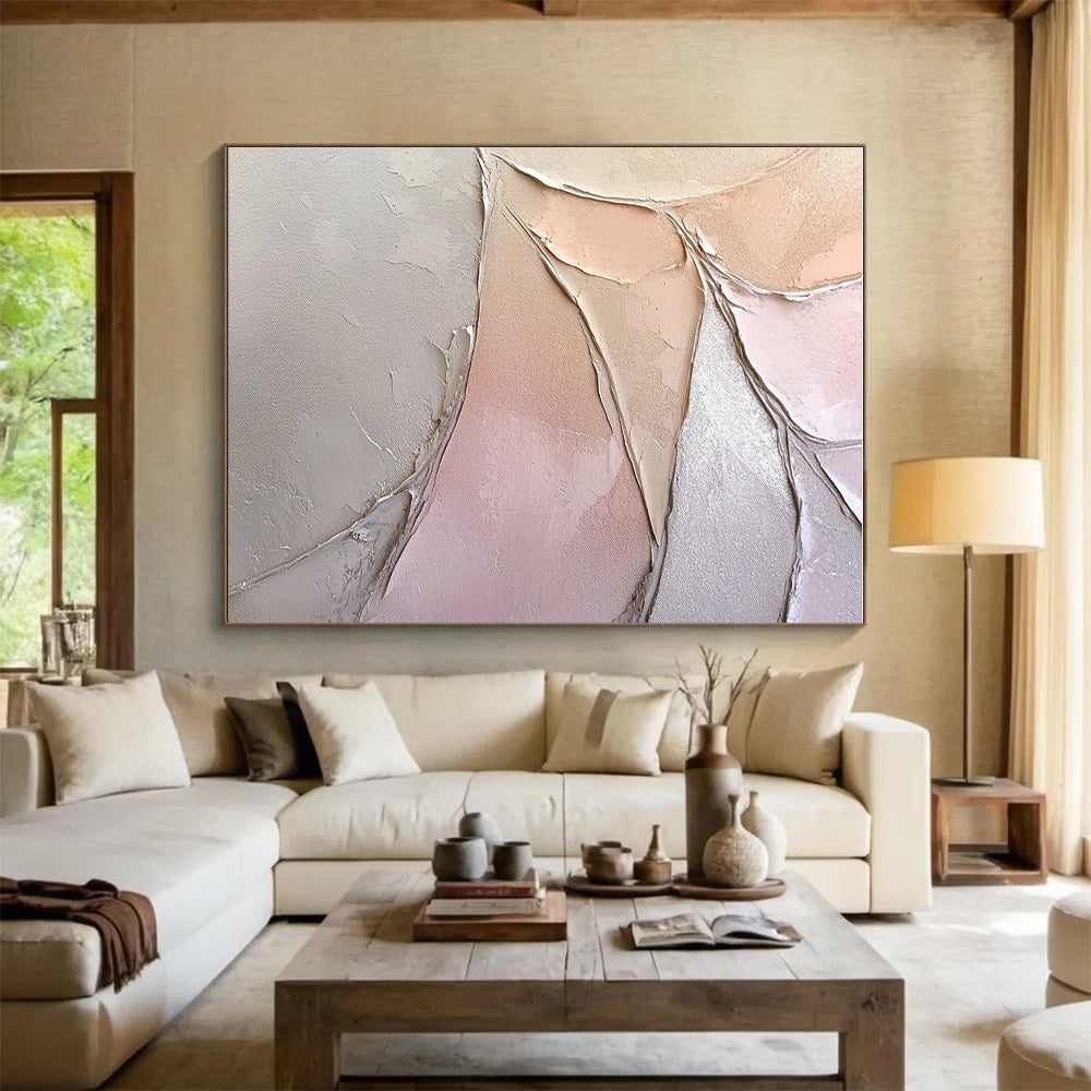 Textured Pastel Leaves Abstract Painting with Delicate Charm WINK053
