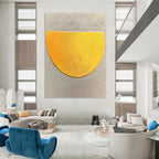 Yellow Semi - circle Bold Abstract Painting for Vibrant Interiors GAB1504