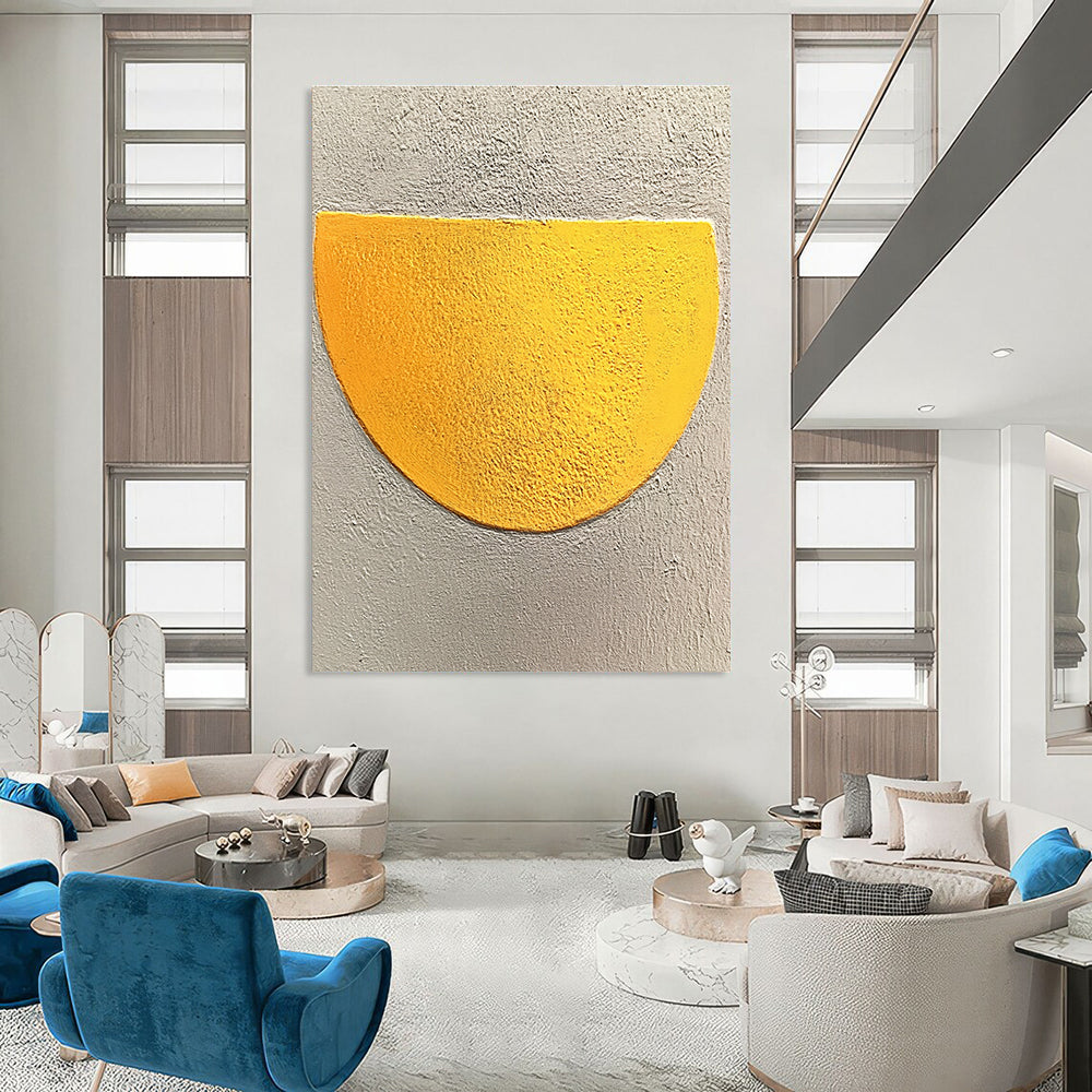 Yellow Semi - circle Bold Abstract Painting for Vibrant Interiors GAB1504