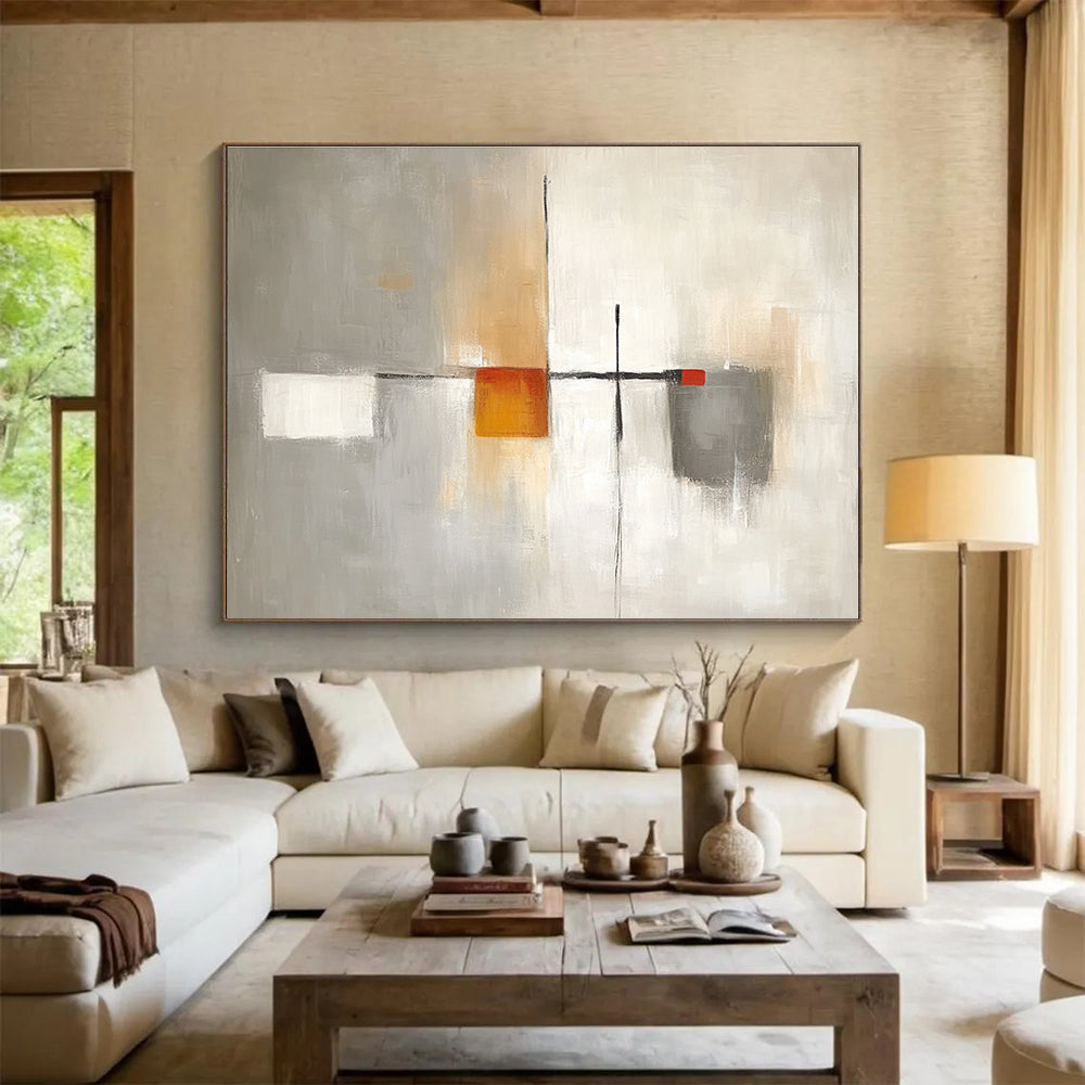 Monochromatic Minimalist Abstract Painting with Delicate Subtle Shifts ABS536