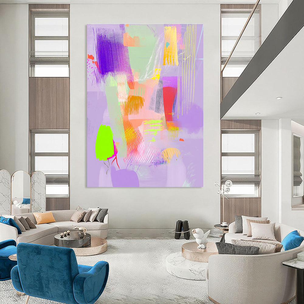 Neon Purple Abstract Painting for Trendy Boutiques GAB1030