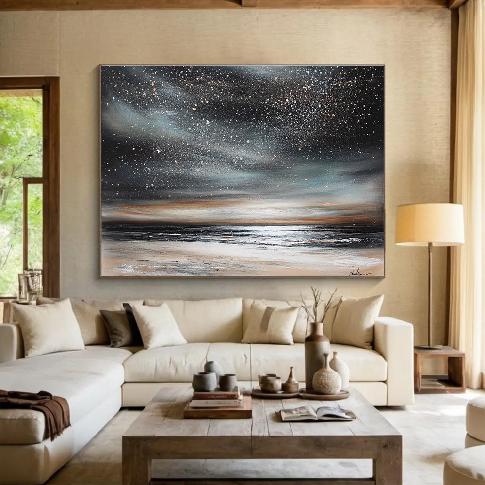 Star - Filled Night Sky Over Ocean  Enchanting Cosmos ABS120