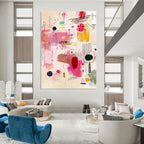 Playful Pink Doodles Whimsical Sketch Abstract Painting GAB0248