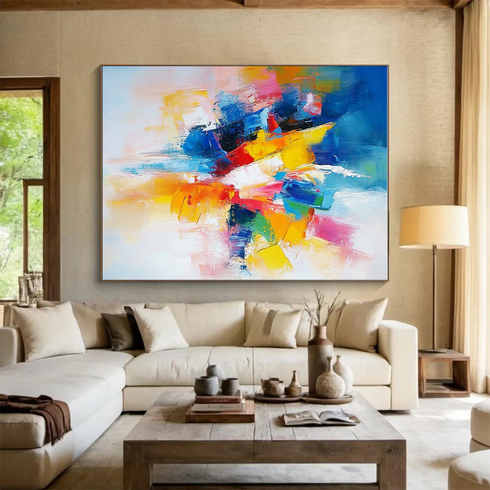 Vivid Color Block Abstract Painting with Bold Combinations WINK576