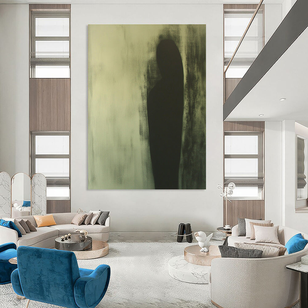 Black Silhouette Abstract Painting of Mysterious Form GAB0126