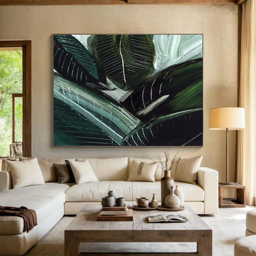 Tropical Leaf Abstract Painting for Jungle - Themed Spaces YHT144