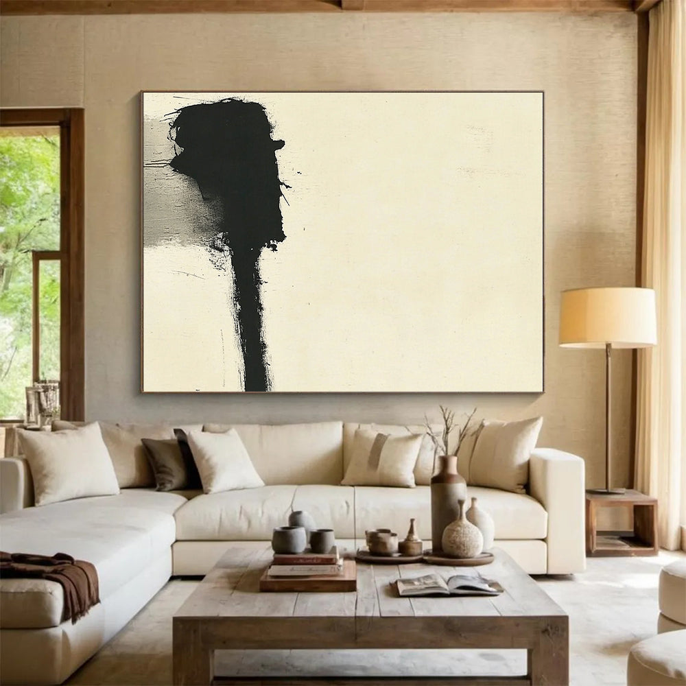 Black and White Mark Abstract Painting with Bold Minimalism WINK148