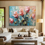 Textured Rose Abstract Painting for Romantic Bedroom Interiors YHT293