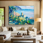 Coastal Town Abstract Painting for Italian Restaurant Dining Areas YHT425
