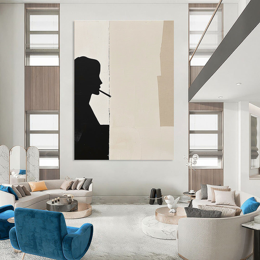 Silhouette with Cigarette Stylish Abstract Painting for Urban Lofts GAB1534