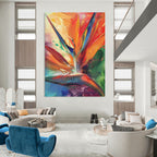 Colorful Bird of Paradise Abstract Painting for Tropical - Themed Restaurants HENG525