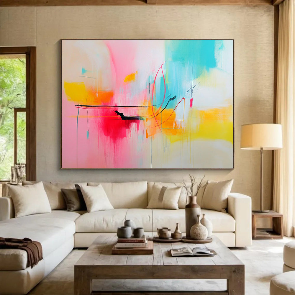 Pastel Colorful Abstract Painting with Delicate Lines ABS304
