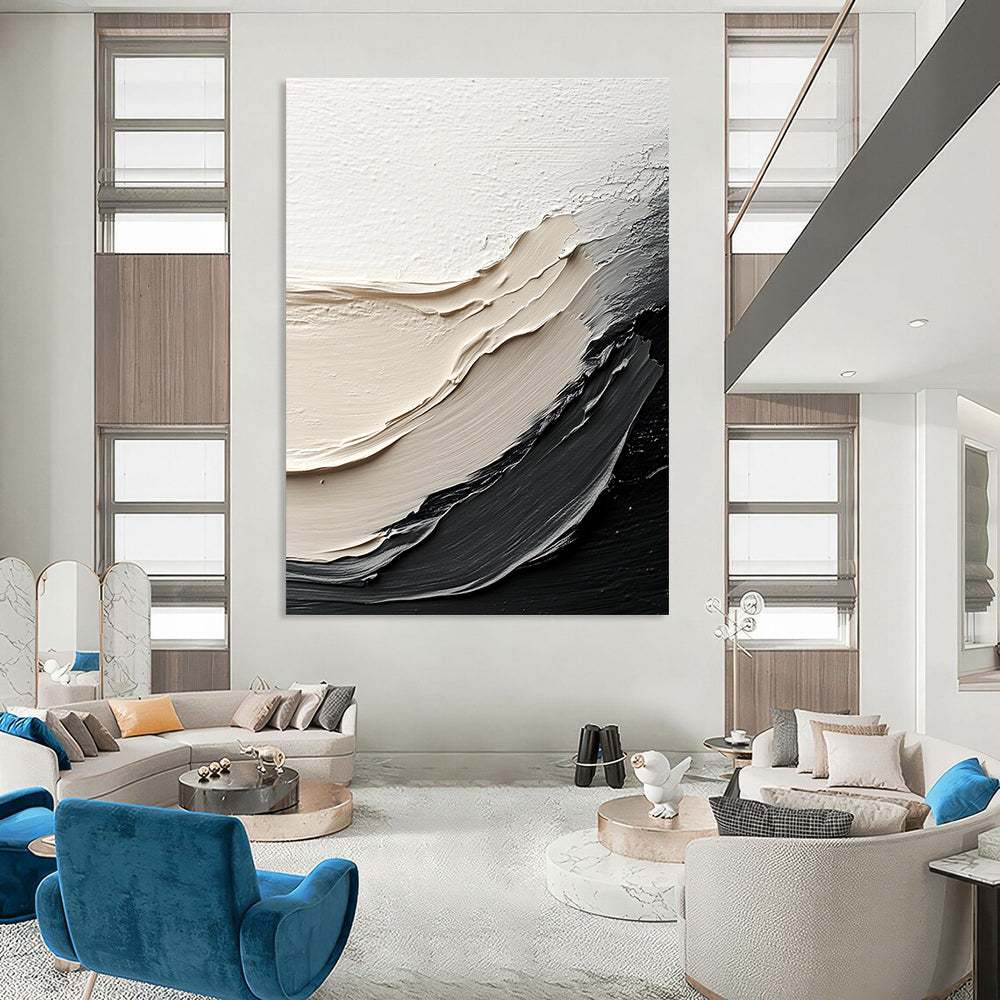 Textured Neutral Waves Minimalist Abstract Painting for Sophisticated Spaces GAB1532