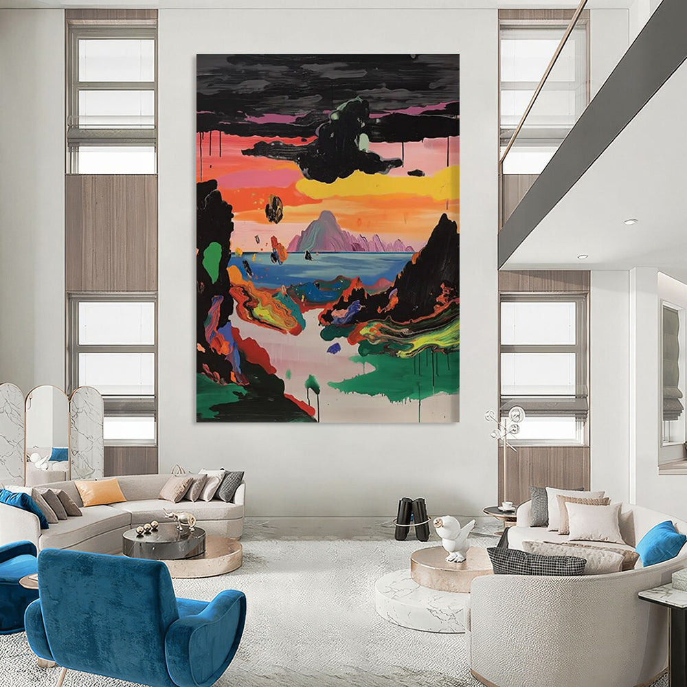 Surreal Colorful Landscape Abstract Painting for Dreamy Art Installations HENG107