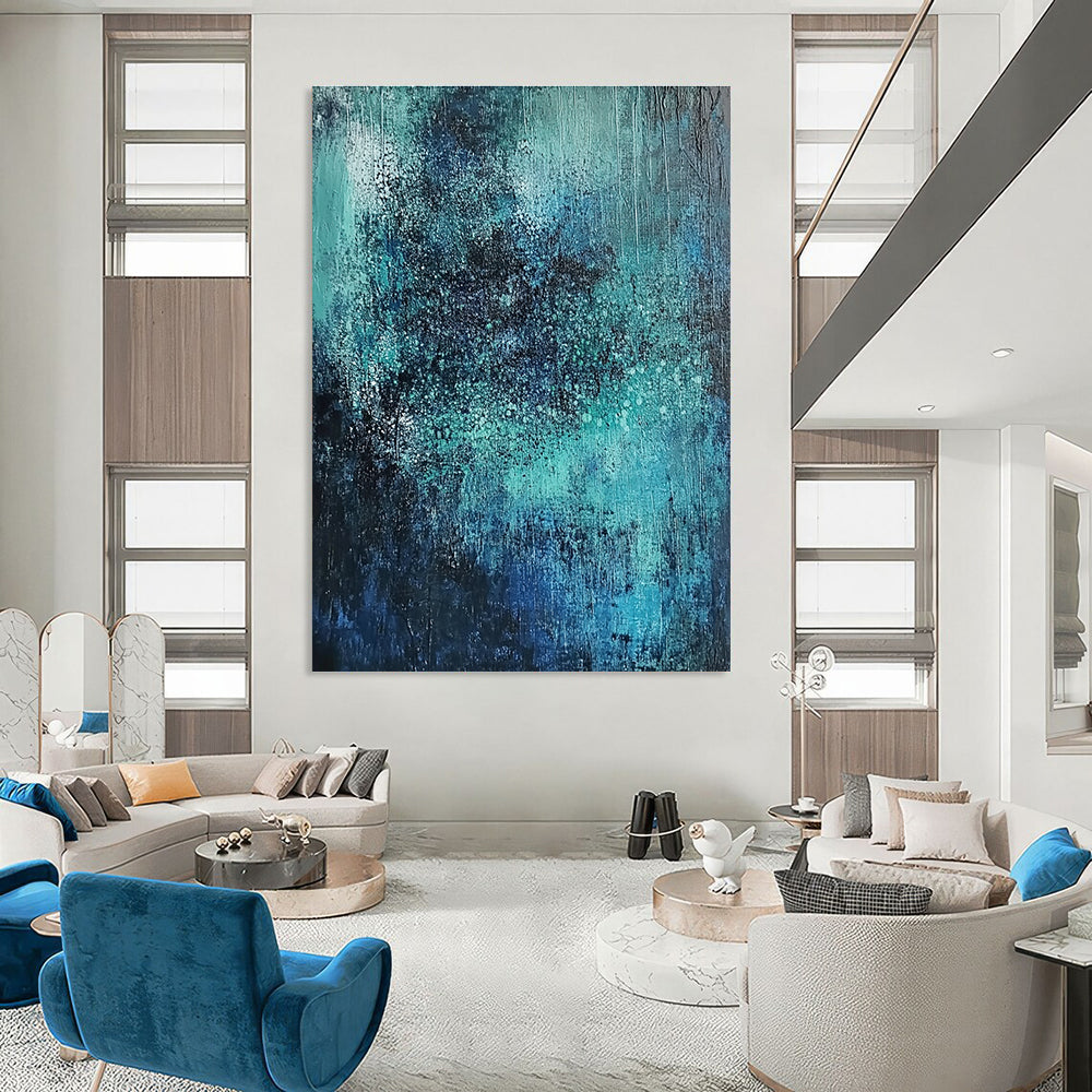 Blue Green Gradient Abstract Painting for Spa Retreats GAB0761