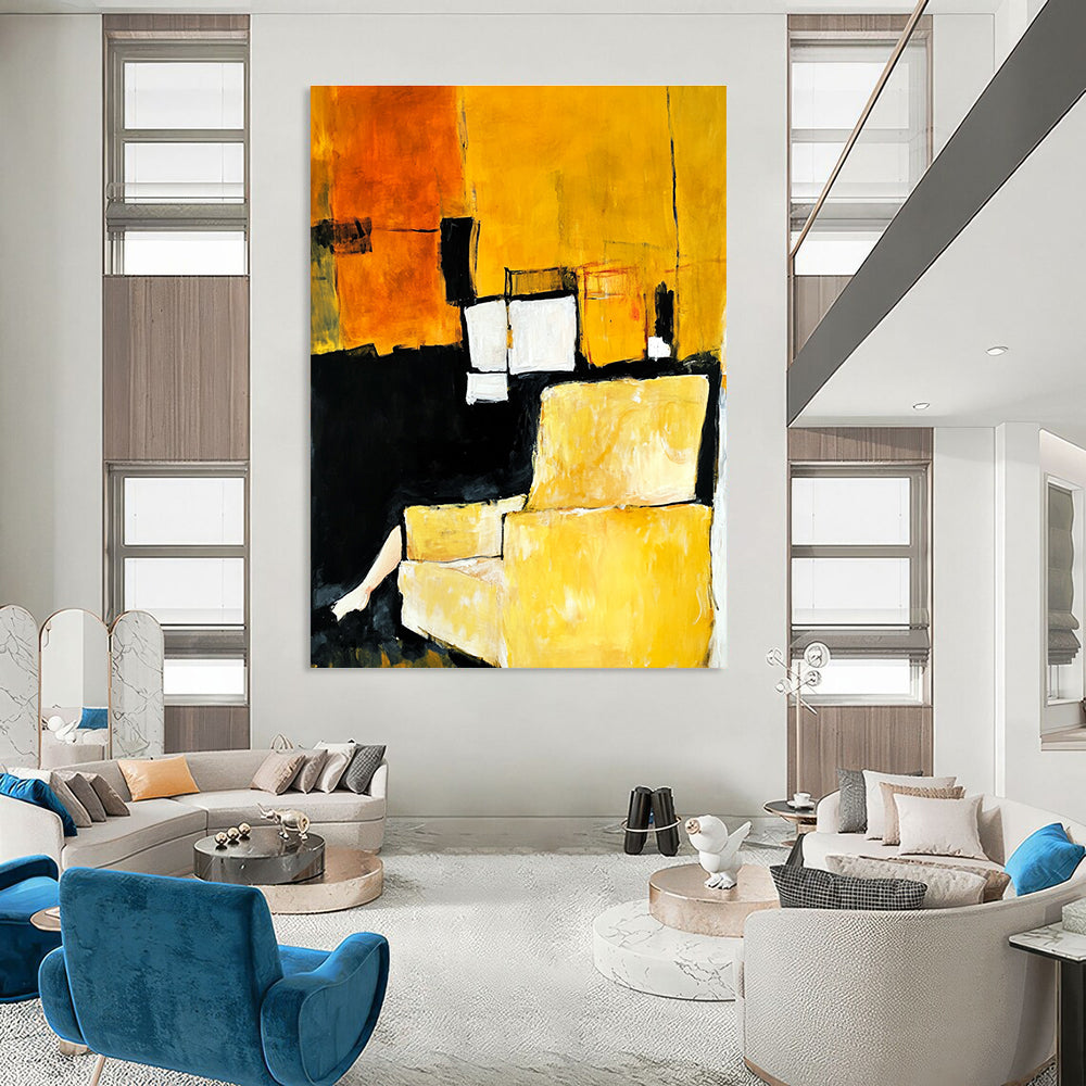 Yellow Armchair Abstract Painting for Modern Living Room Corners GAB1180