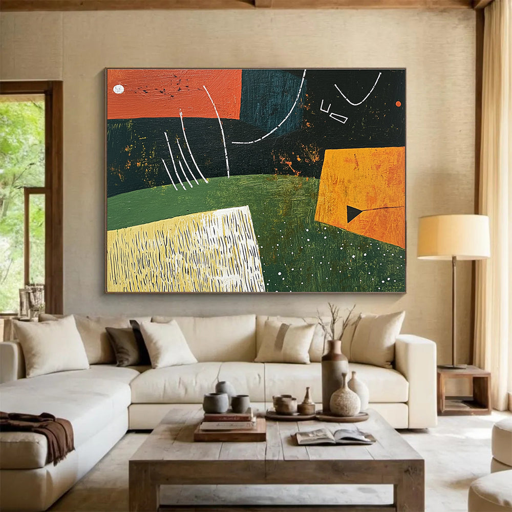Geometric Abstract Landscape  Whimsical Nature ABS111