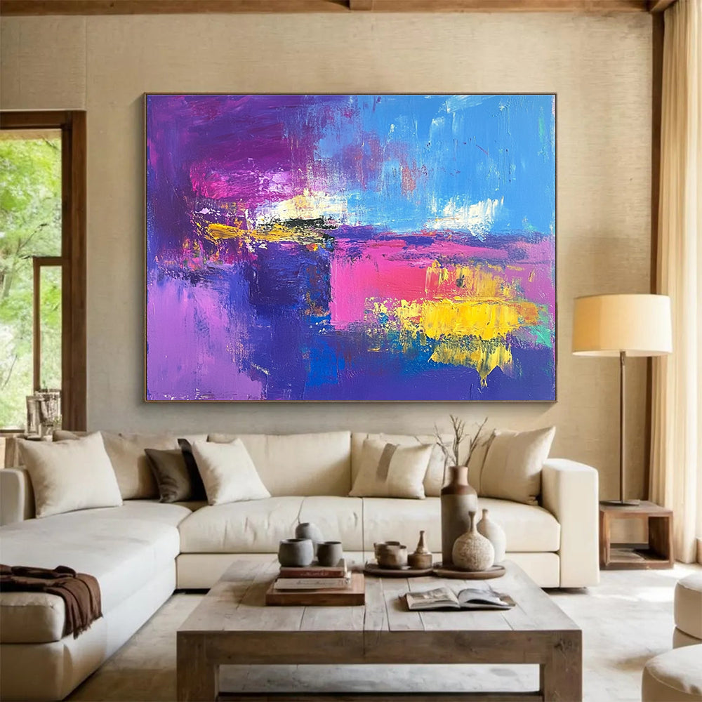 Bold Purple - Pink - Blue Color Field Abstract Painting ABS205