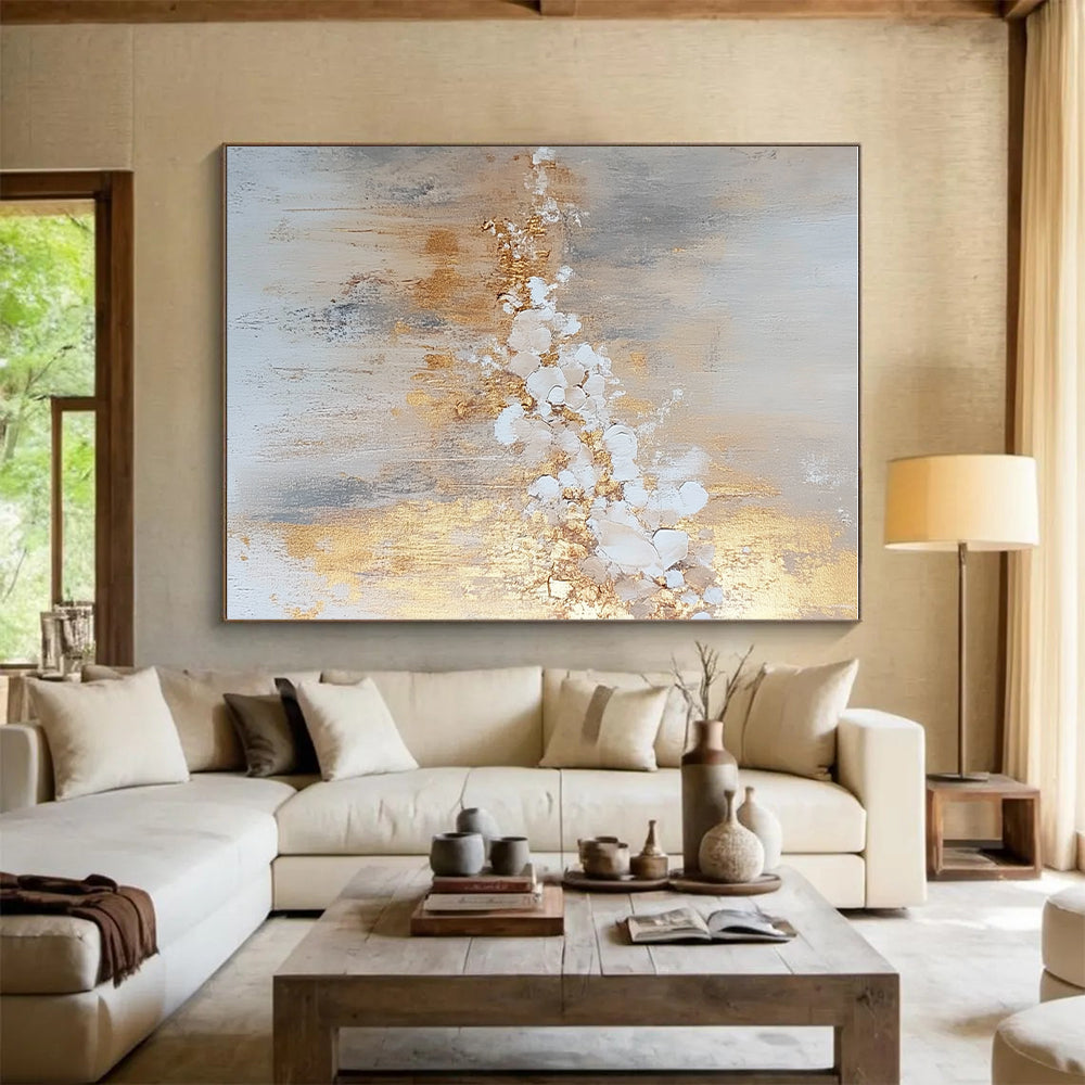 Gold Beige Abstract Painting with Subtle Opulence WINK738
