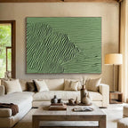 Green Textured Wave Patterns Painting with Natural Rhythm WINK062