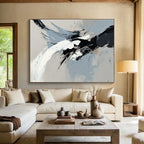 Gray and Black Dynamic Abstract with Bold Brushstrokes Abstract Painting ABS387