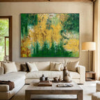 Green and Gold Abstract Painting for Eco - Friendly Retail Stores YHT375