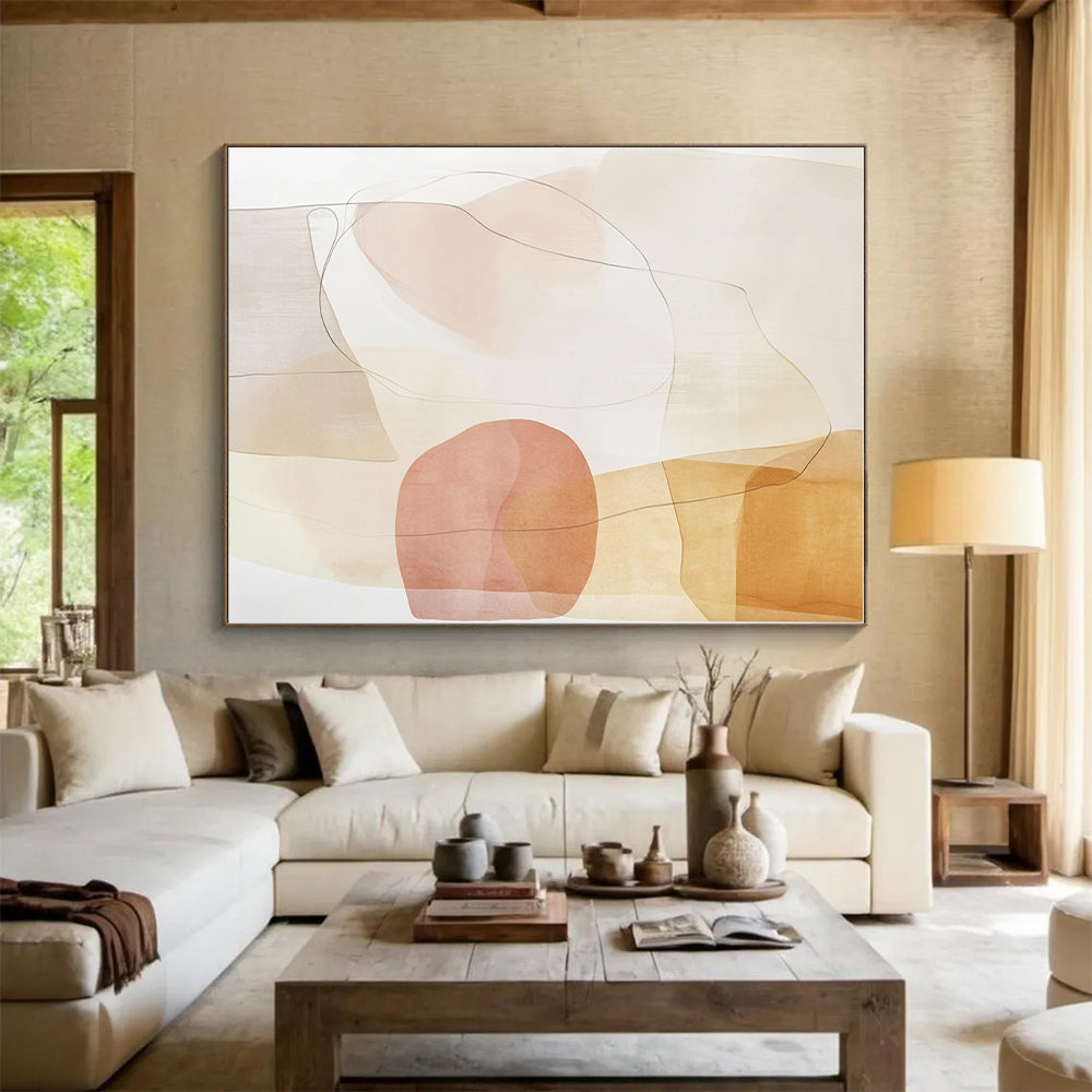 Translucent Shapes in Warm Tones Abstract Painting with Gentle Layers WINK260