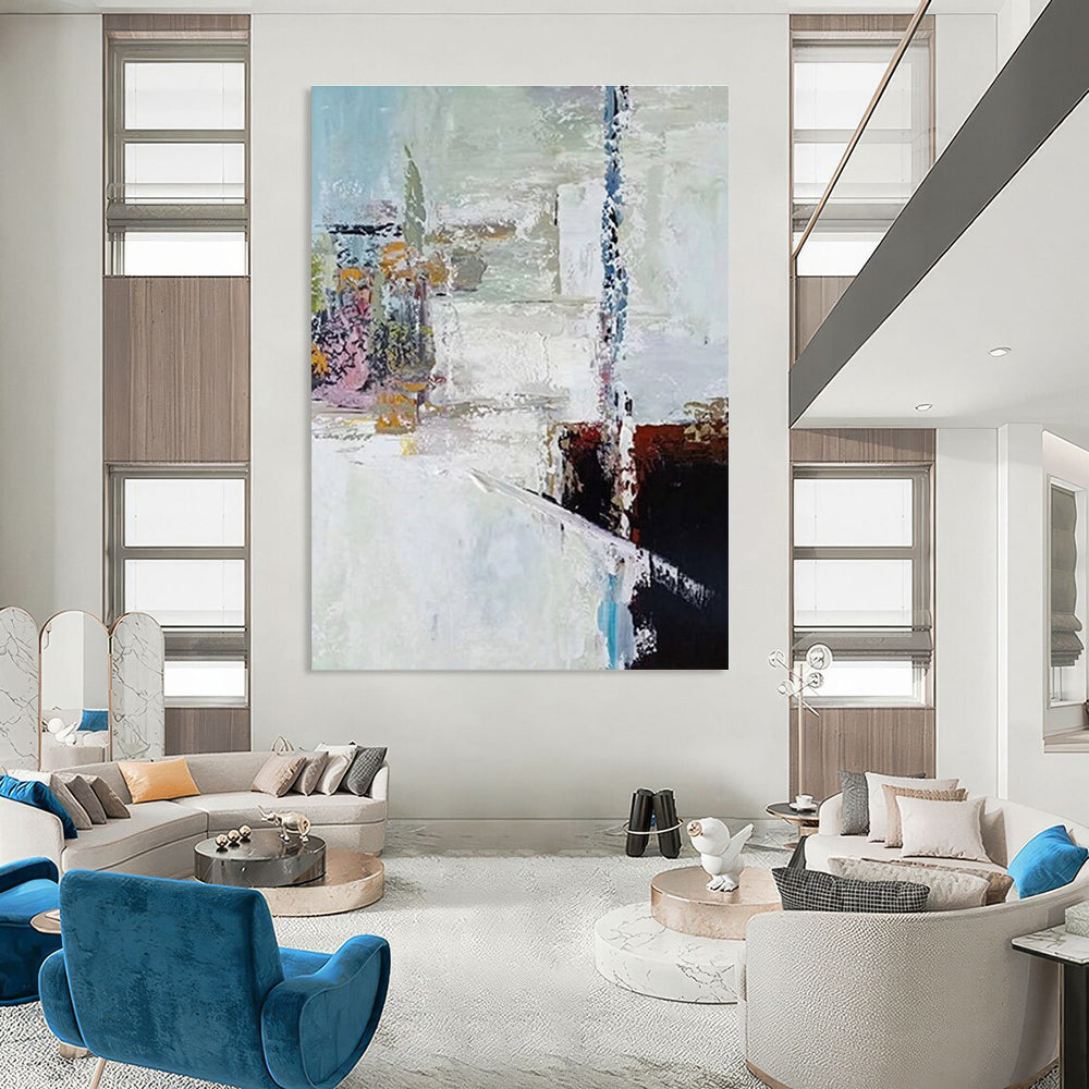 Soft Color Abstract Painting for Minimalist Living Rooms HENG040
