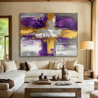 Purple Gold Gray Abstract Painting with Regal Contrasts WINK521
