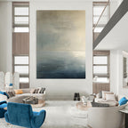 Subtle Monochromatic Sea Abstract Painting for Serene Bedrooms HENG299