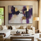 Purple and Gold Abstract Forms Painting with Opulent Hues ABS396