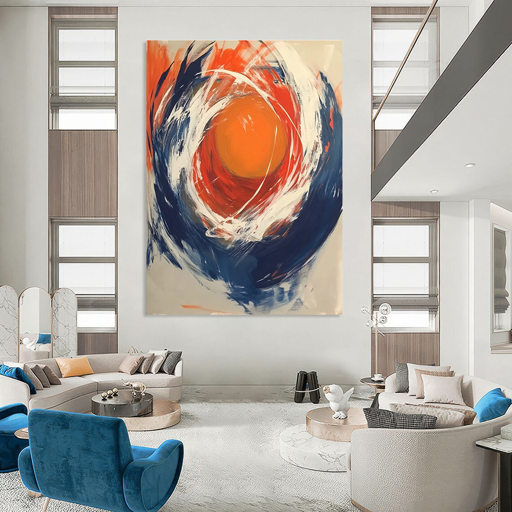 Circular Color Swirl Abstract Painting for Vibrant Fitness Studio Walls GAB1198