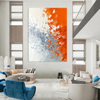 Orange Gray Burst - Dynamic Abstract Painting GAB0639