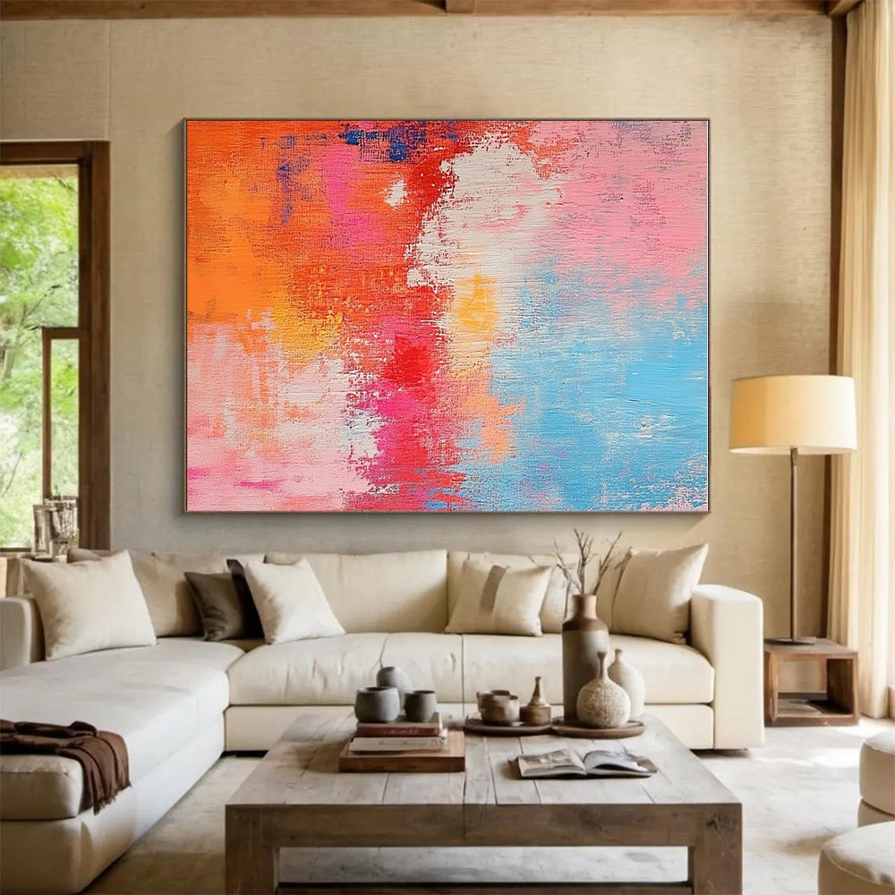 Pink Orange Abstract Painting with Playful Warmth WINK698