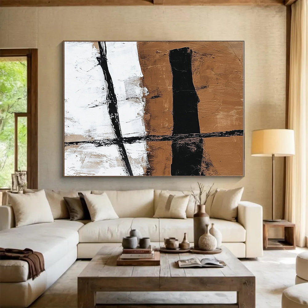 Earthy Tones and Lines Abstract Painting with Rustic Sophistication WINK188