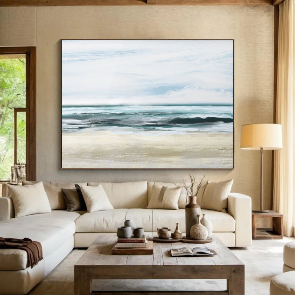 Calm Sea Abstract Painting for Coastal Bedrooms YHT128