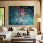 Textured Teal Abstract Painting with Intricate Details WINK642