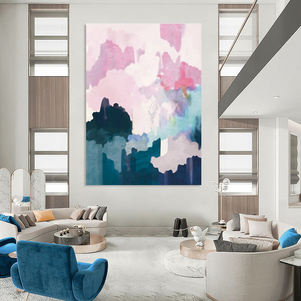 Dreamy Pastel Abstract Landscape Painting for Whimsical Spaces HENG235