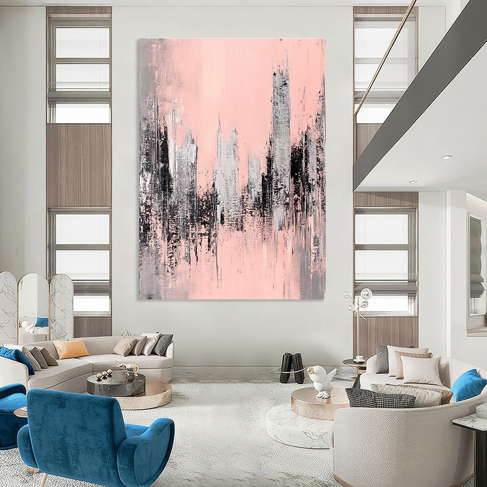 Pink Cityscape Abstract Painting for Contemporary Art Galleries GAB0793