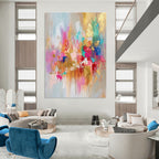 Pastel and Gold Abstract Painting for Feminine - Inspired Boutiques GAB0894