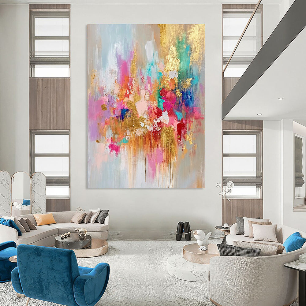 Pastel and Gold Abstract Painting for Feminine - Inspired Boutiques GAB0894