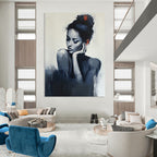 Contemplative Woman Moody Abstract Painting for Intimate Spaces GAB1429