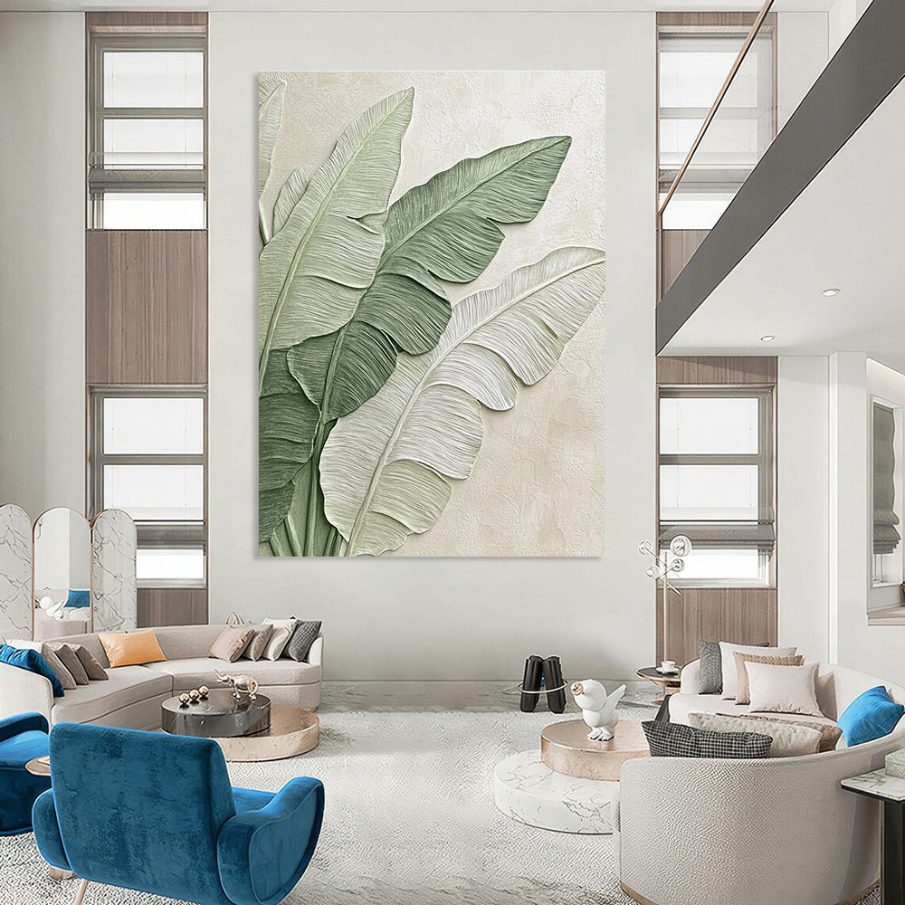 Layered Leaves Abstract Painting with Pastel Tones GAB0003